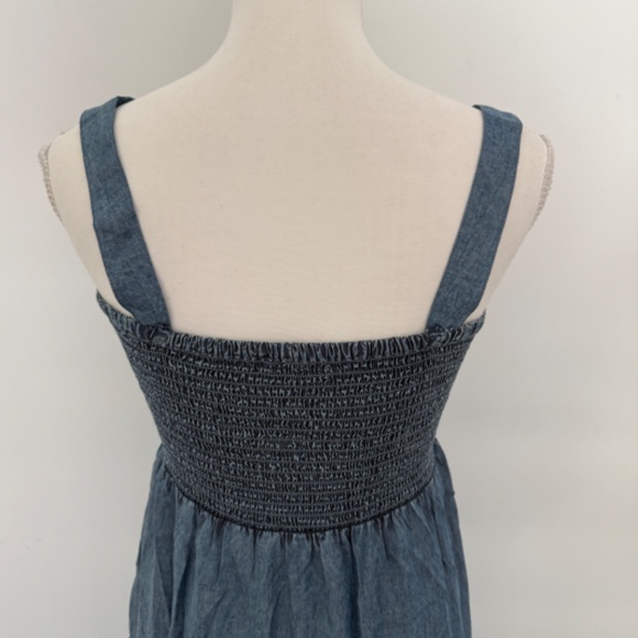 Z Supply Blue Denim Cotton Maxi Sundress Size L Workwear Everyday Casual Dress - Picture 4 of 10